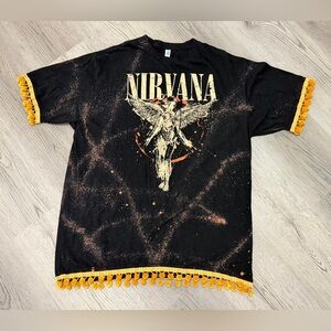 Nirvana VINTAGE In Utero Angel Graphic Acid Wash Band Rock Tee Grunge Size XL